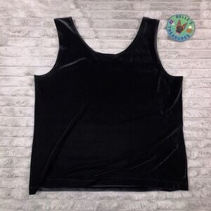 Chico's Women's Sz 3 Large Boxy Fit Black Velvet Basic Tank Top Whimsigoth Fairy